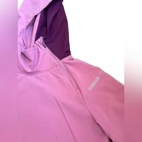 Gymshark Asymmetrical Performance Hoodie Dusty Pink Dark Ruby Colorblock Crop M - Picture 10 of 13